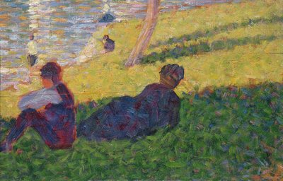 Seated man and reclining woman, study for A Sunday Afternoon on the Island of La Grande Jatte by Georges Seurat